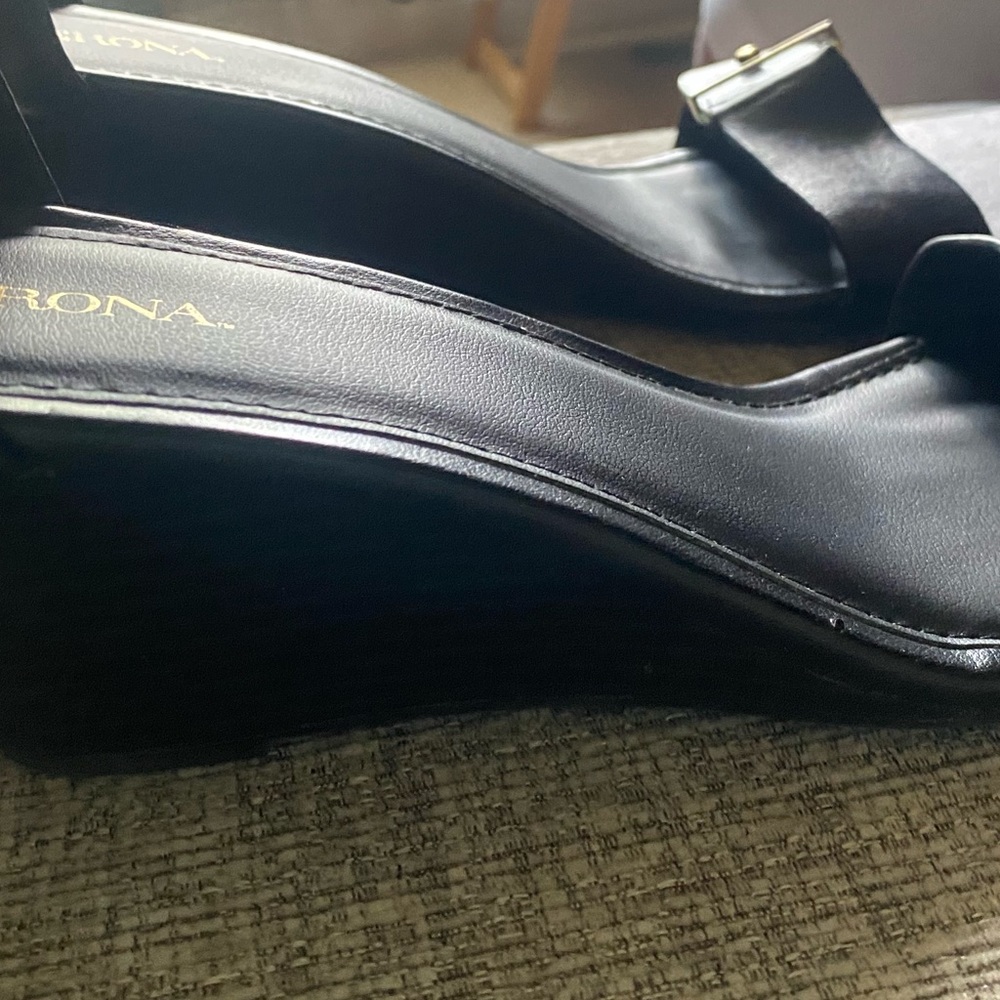 Black w gold accent wedges